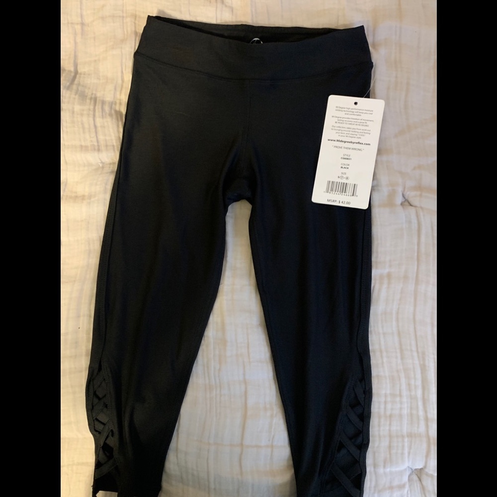NWT Sz 7/8 90 degrees black crop leggings